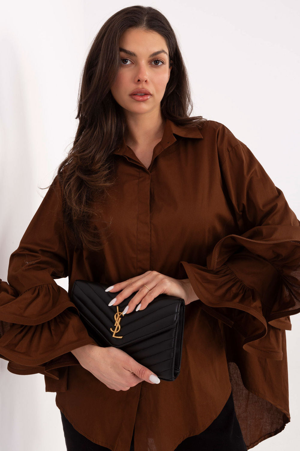 brown - Long sleeve shirt model 222314 Italy Moda