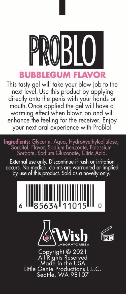 PROBLO ORAL PLEASURE GEL BUBBLEGUM 1.5 OZ