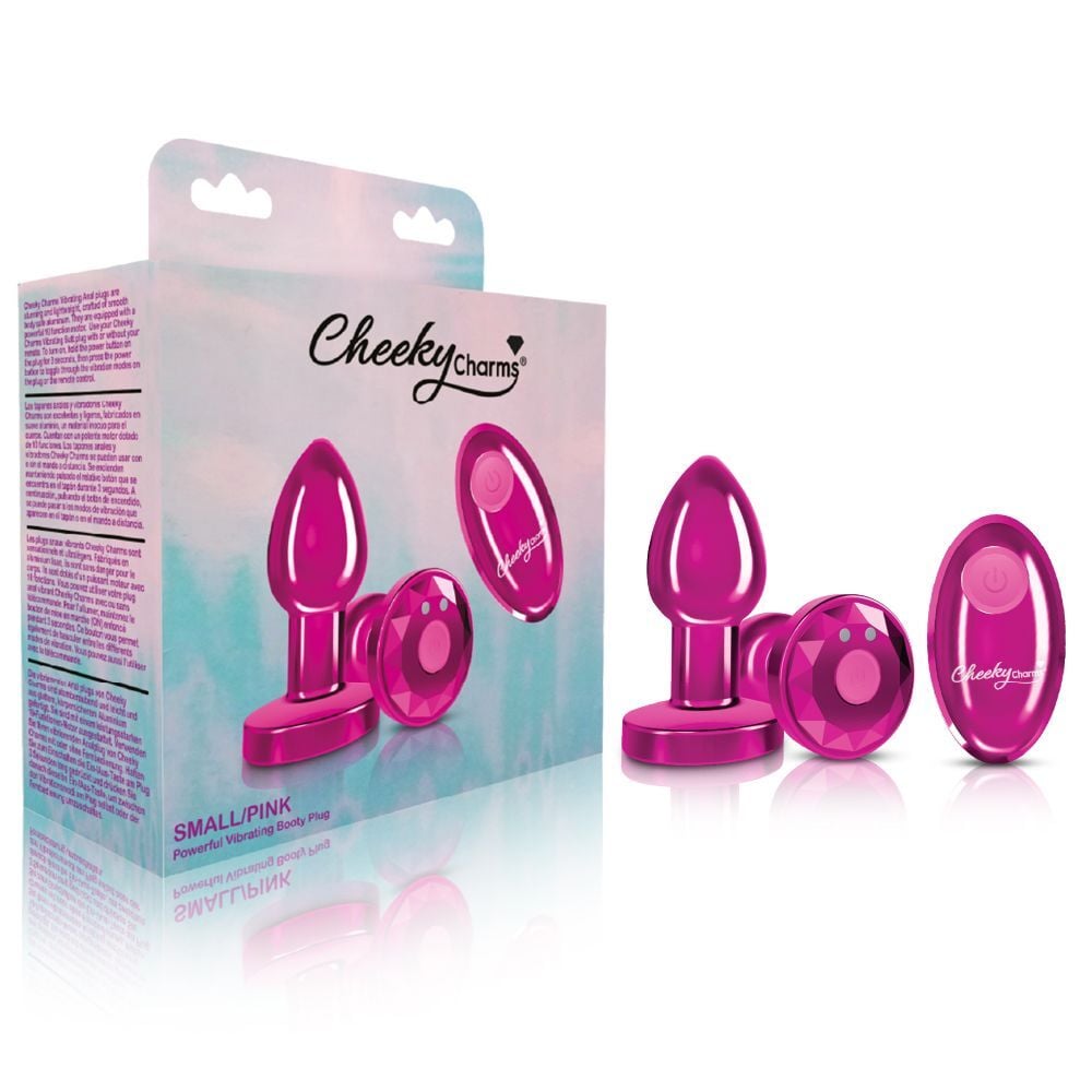 Cheeky charms vibrating metal plug pink small w/ remote