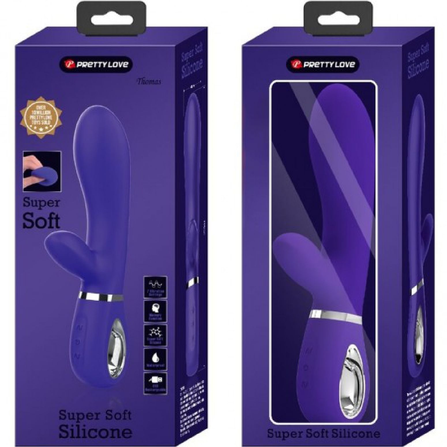 Thomas Super Soft Silicone Rabbit Vibrator –  Purple