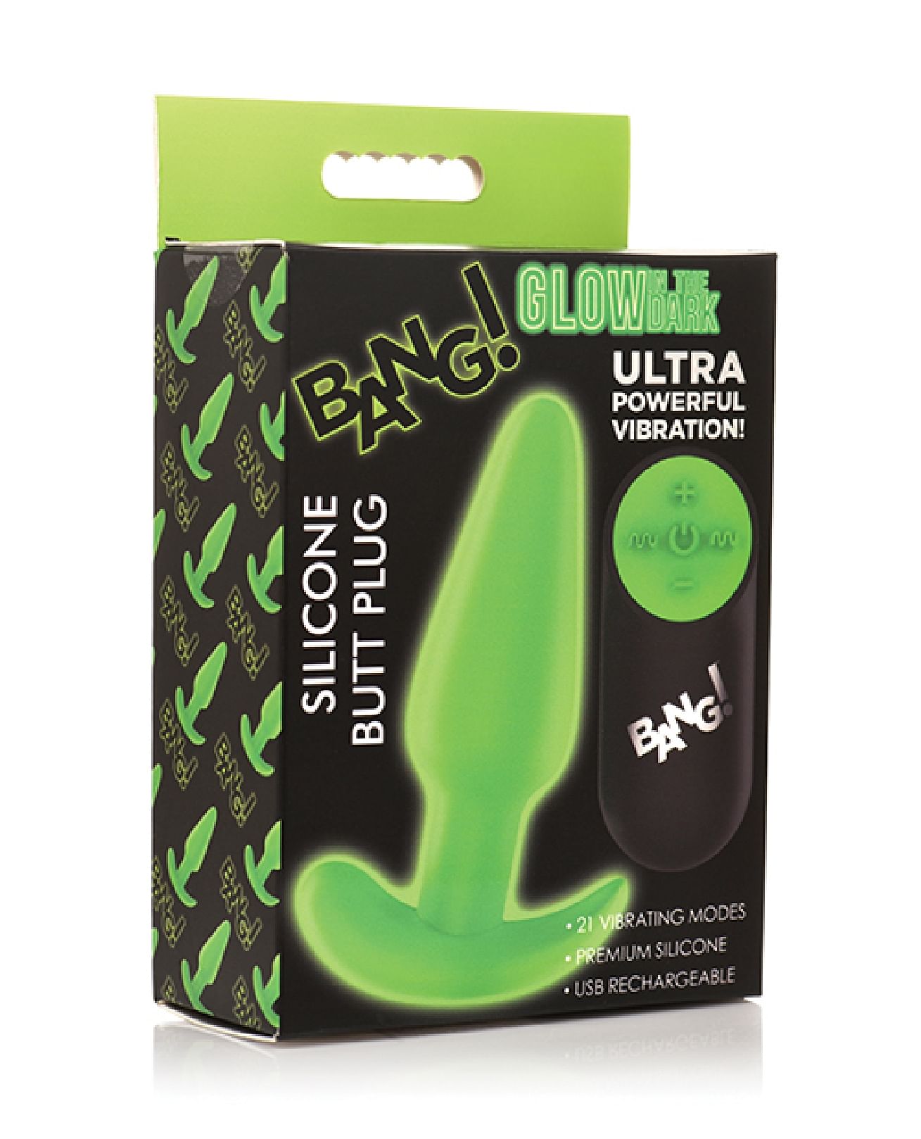 Glow in the Dark Butt Plug With Remote – Green