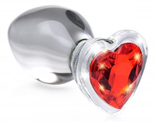 Red Heart Gem Glass Anal Plug – Medium