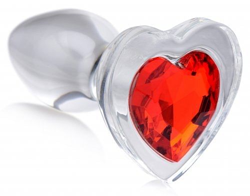 Red Heart Gem Glass Anal Plug – Small