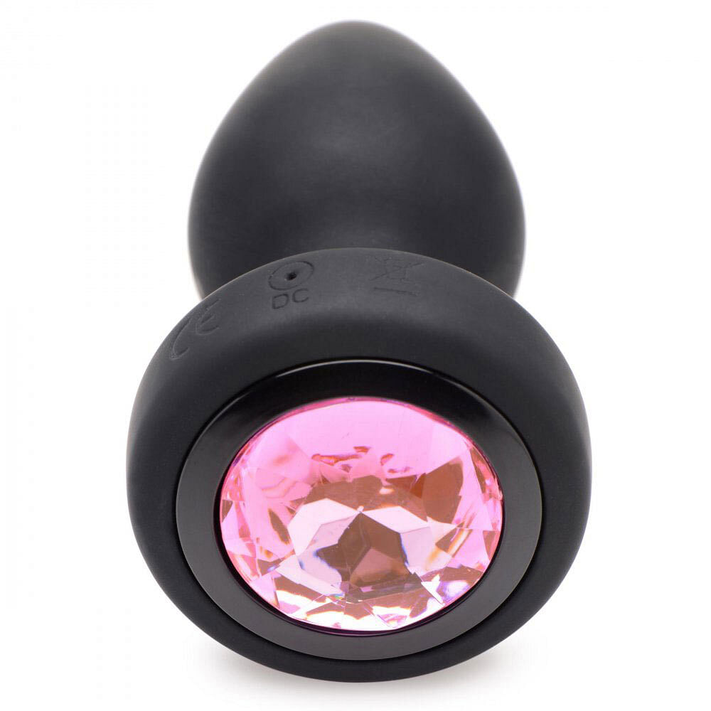 28x Silicone Vibrating Pink Gem Anal Plug With  Remote – Small