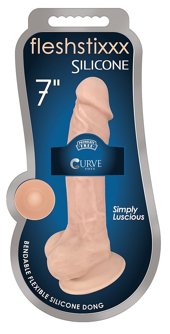 7 Inch Fleshstixxx Silicone Dildo With Balls –  Vanilla