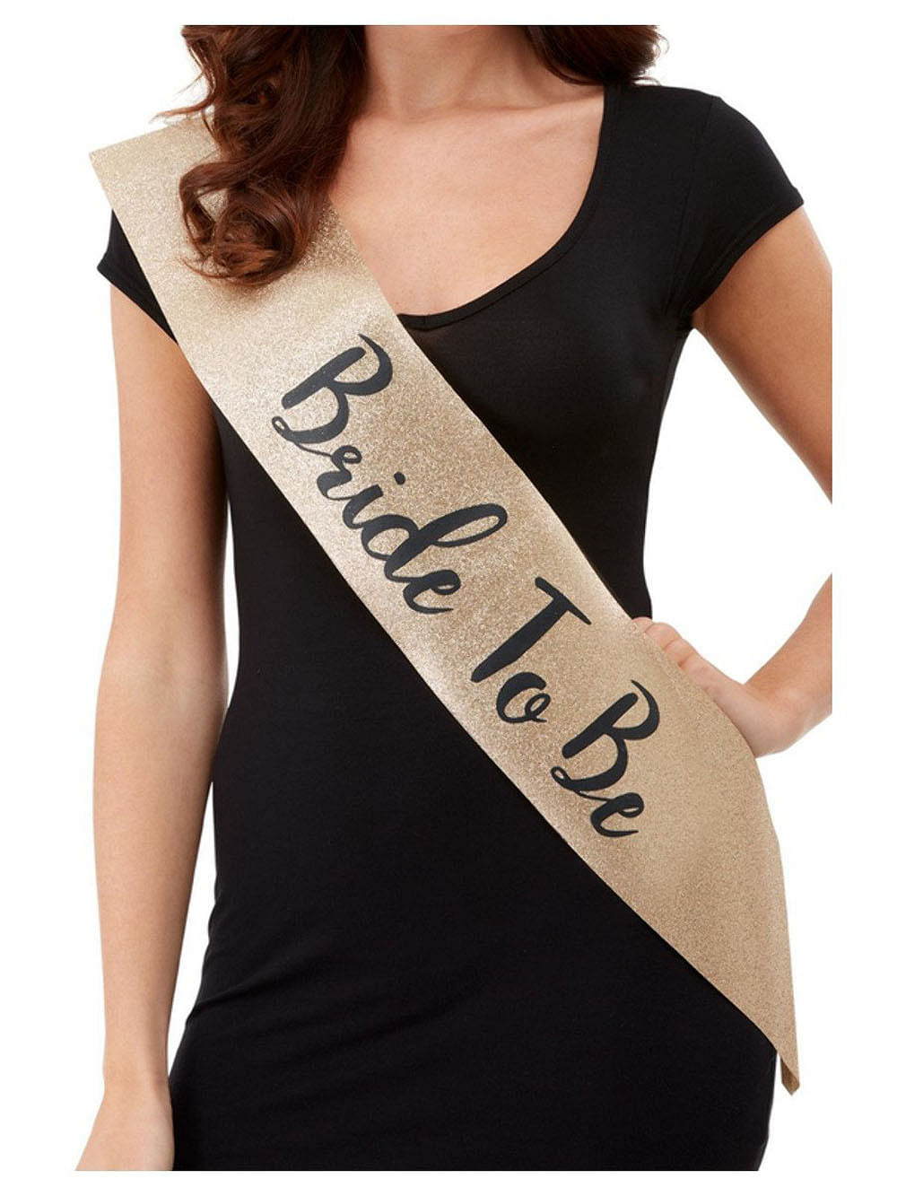 Deluxe Glitter Bride to Be Sash – Black and Gold