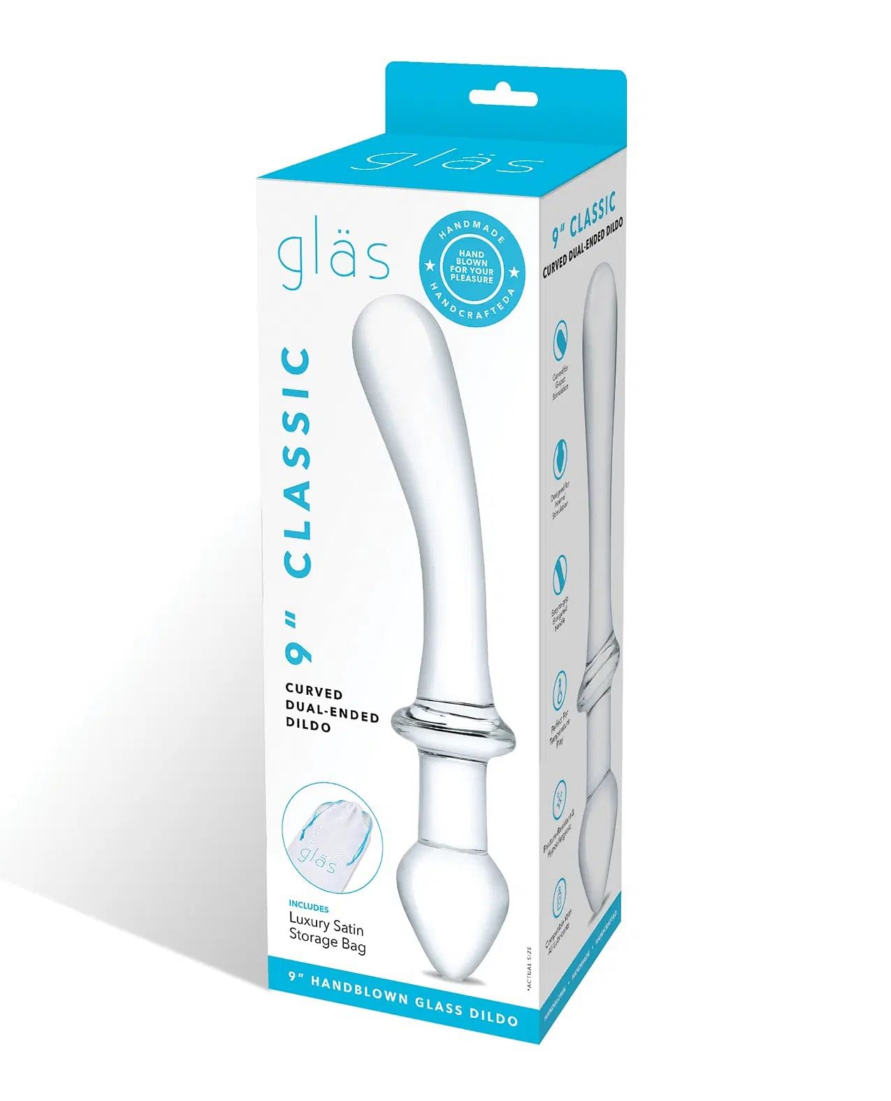 9 Inch Classic Curved Dual-Ended Dildo – Clear