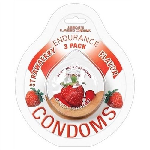 Endurance Condoms – Strawberry – 3 Pack