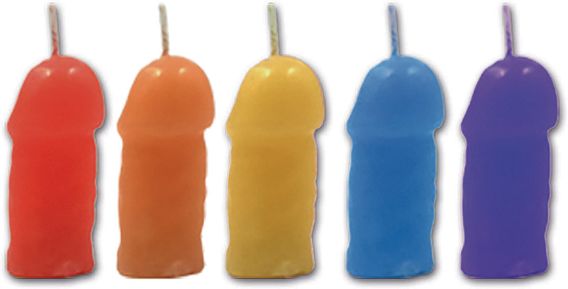 Rainbow Pecker Party Candles – 5 Pack