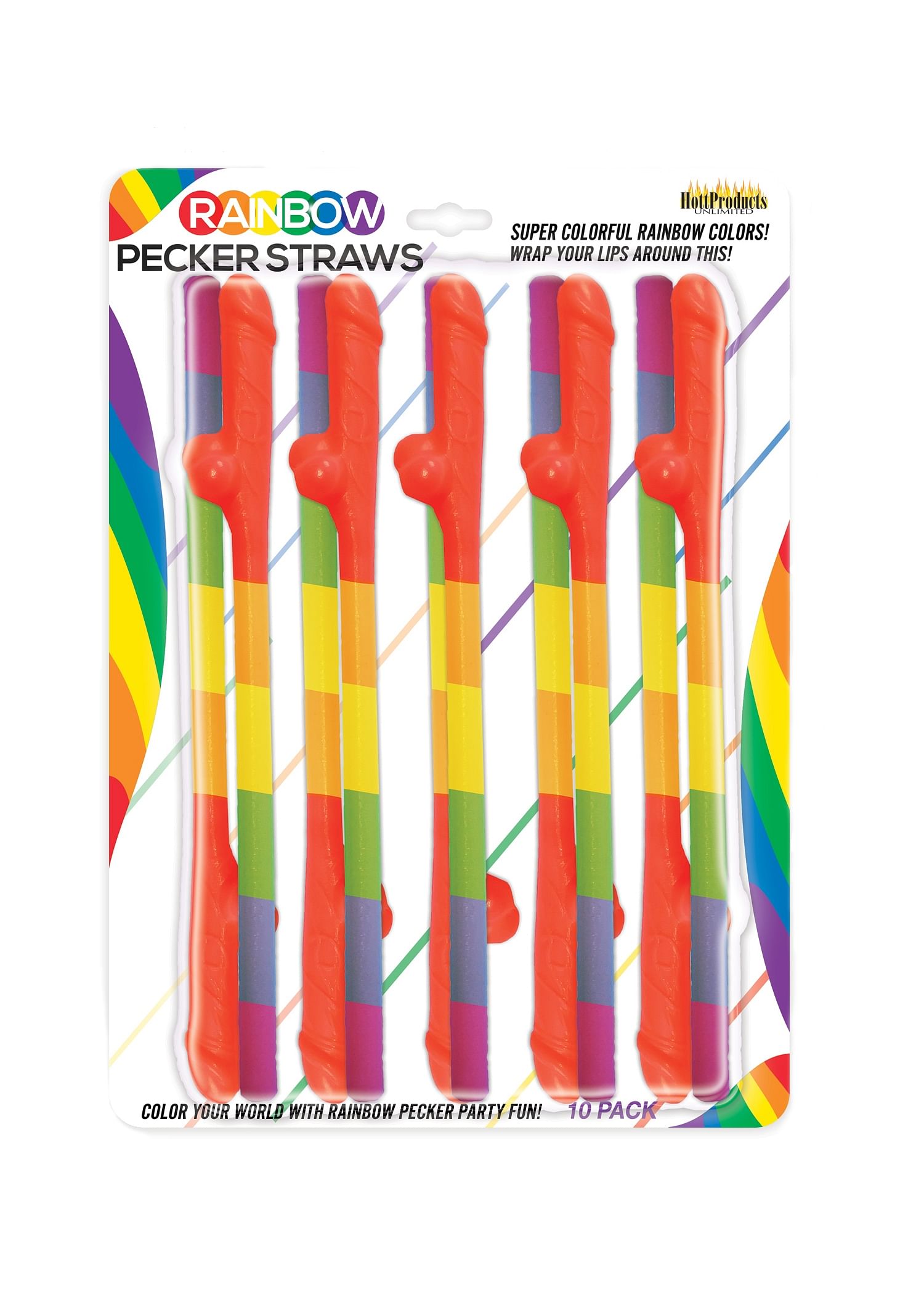 Rainbow Pecker Straws – 10 Pack