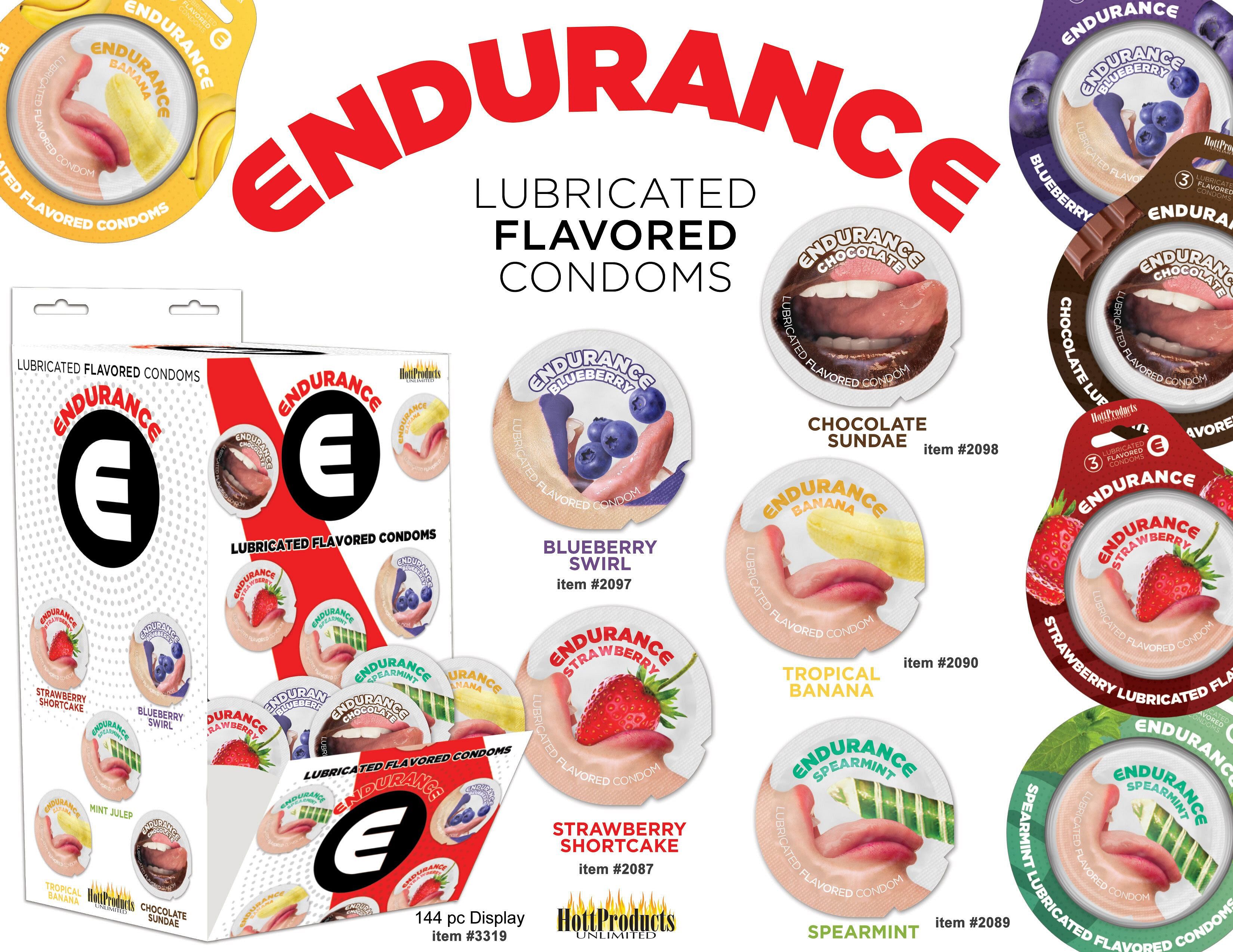 Endurance Condoms – 144 Count Wall Mount Display  – Assorted Flavors