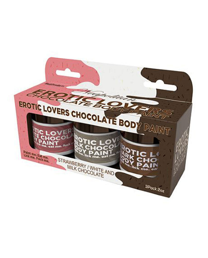 Erotic Lovers Chocolate Body Paint – Neapolitan –  White Chocolate, Milk Chocolate and Strawberry –  (3 Pack)