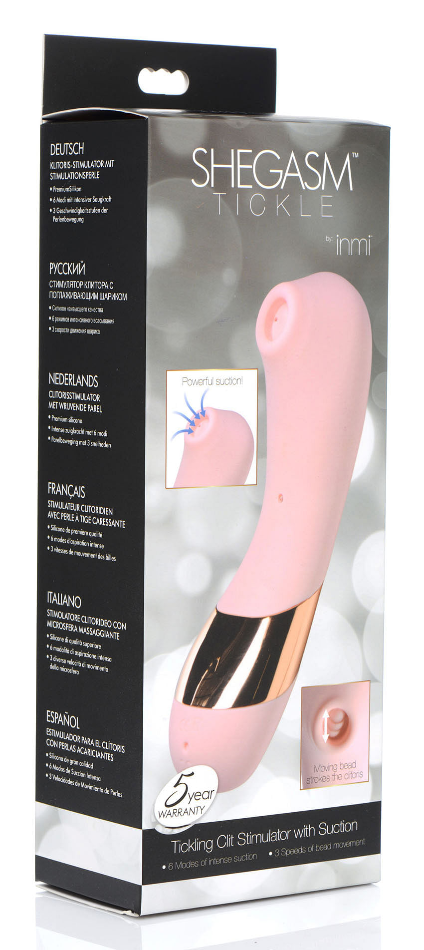 Shegasm Tickle Tickling Clit Stimulator With Suction – Pink