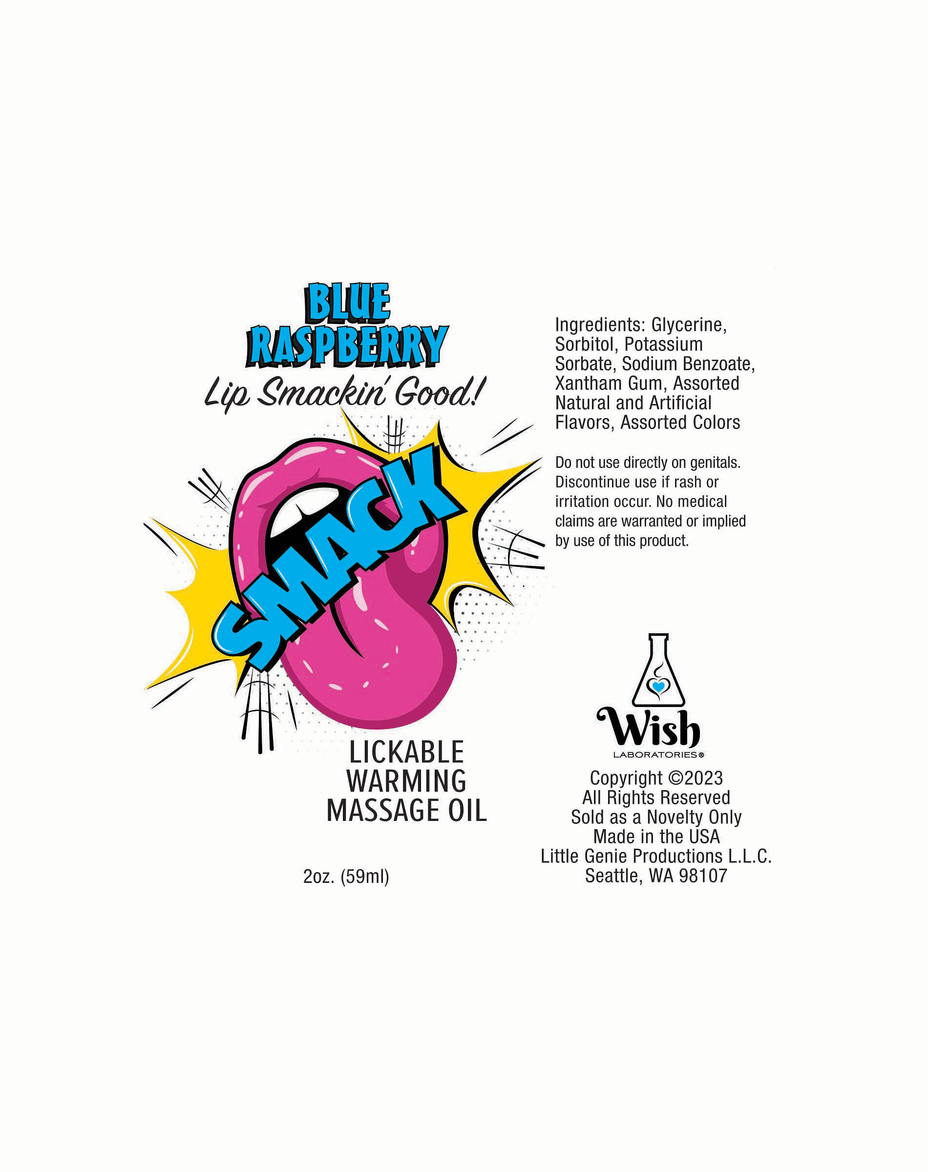 Smack Warming and Lickable Massage Oil – Blue  Raspberry 2 Oz