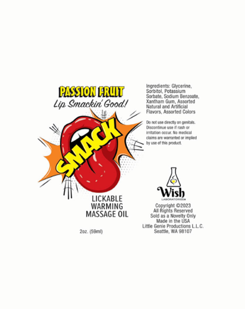 Smack Warming and Lickable Massage Oil – Passion  Fruit 2 Oz