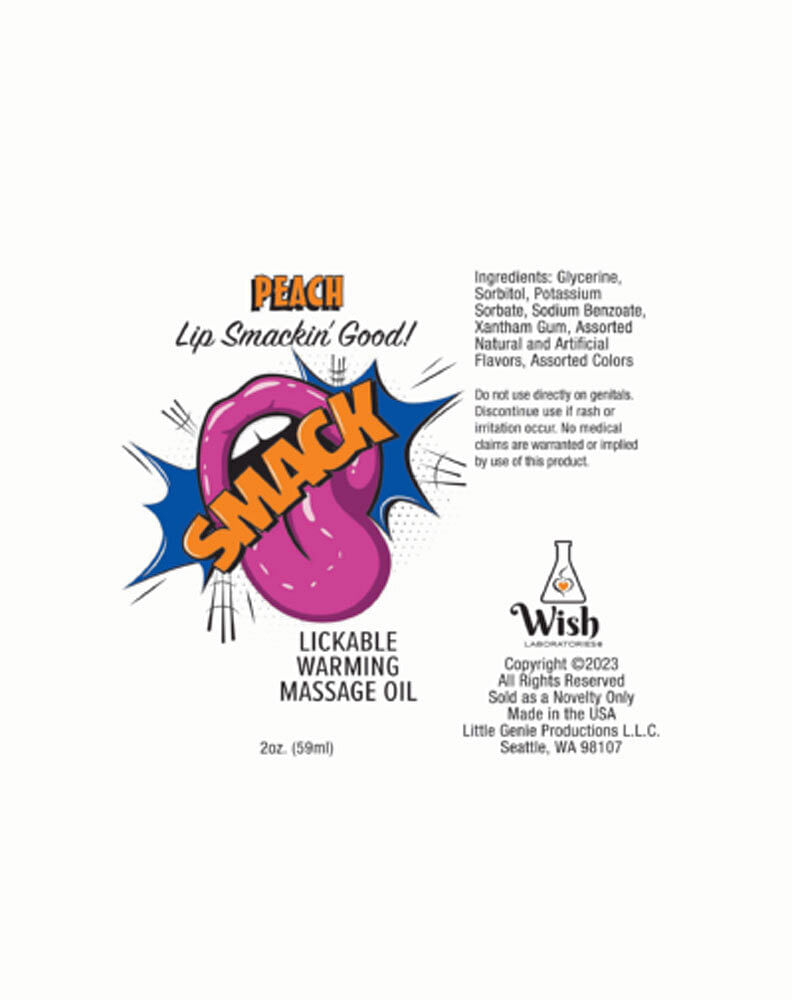 Smack Warming and Lickable Massage Oil – Peach  2 Oz