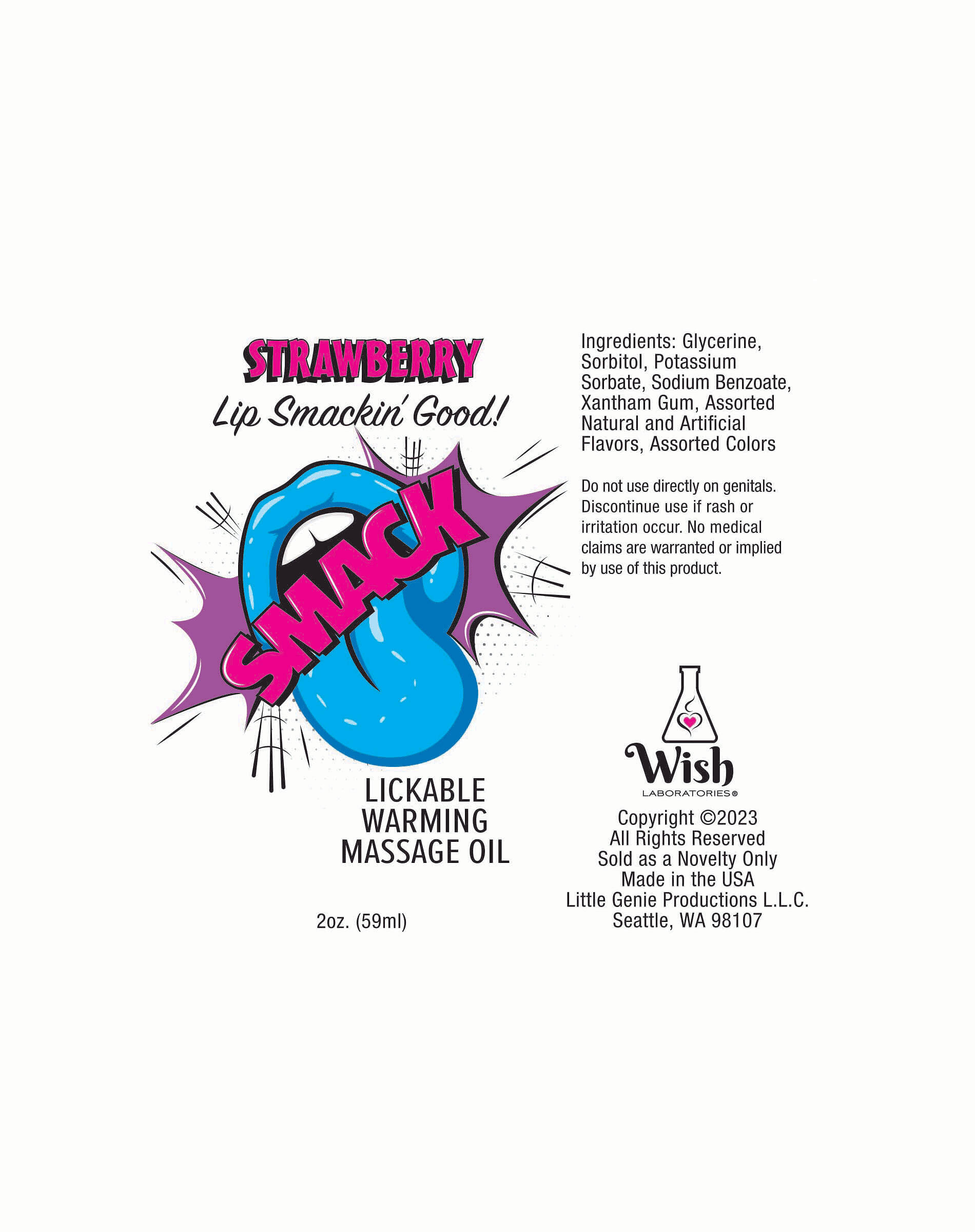 Smack Warming and Lickable Massage Oil –  Strawberry 2 Oz