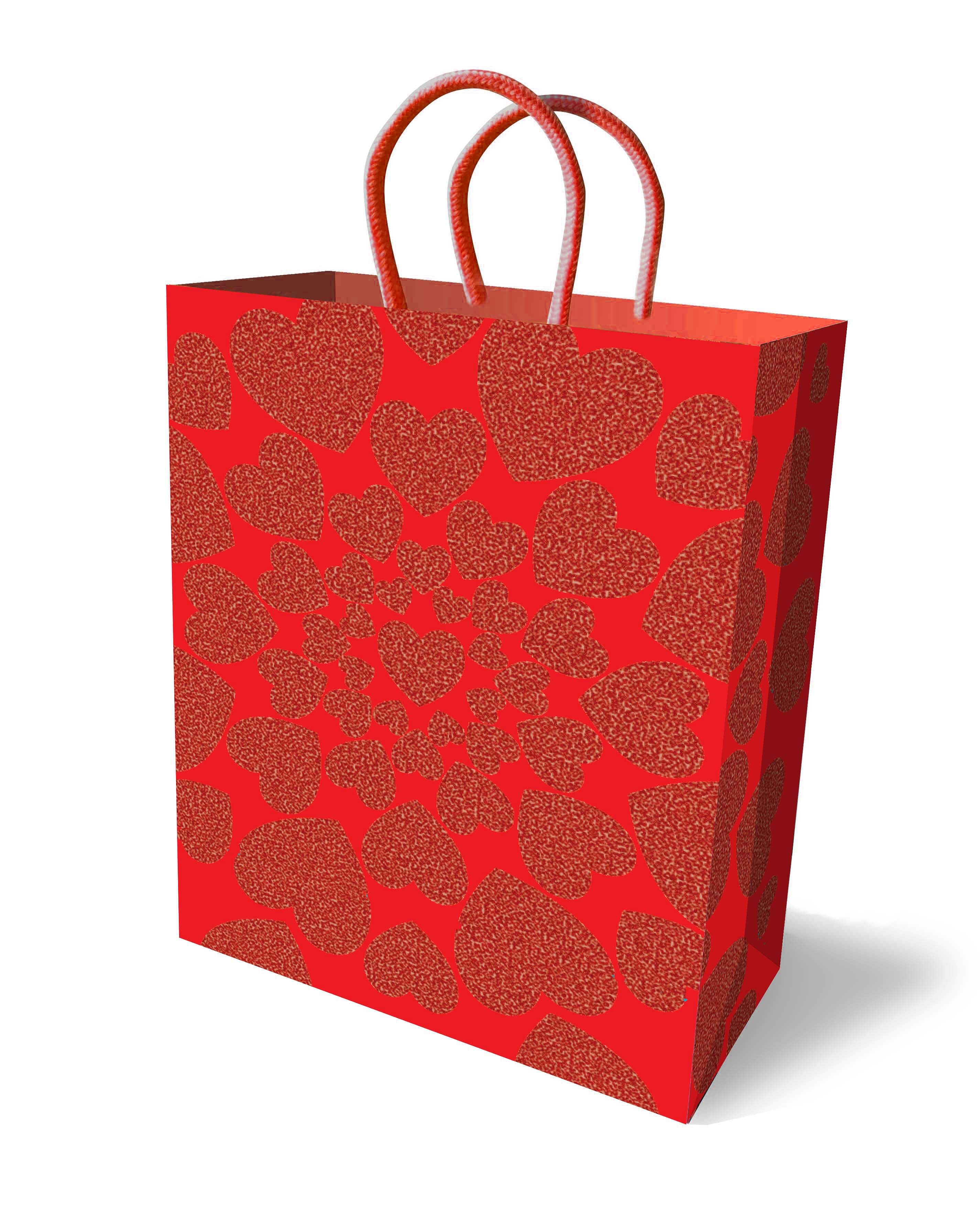 Glitter Heart Gift Bag – Red