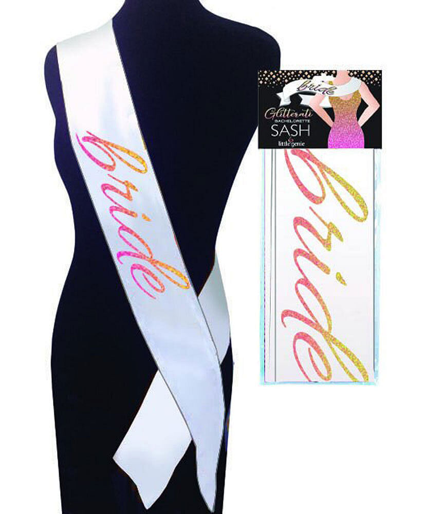 Glitterati Bride Sash – White