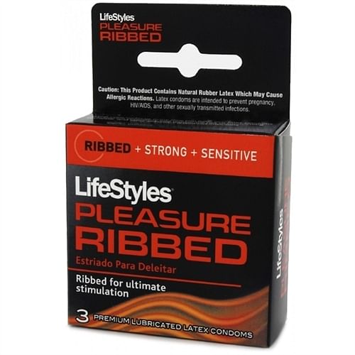 Lifestyles Pleasure Ribbed Condoms – 3 Pack