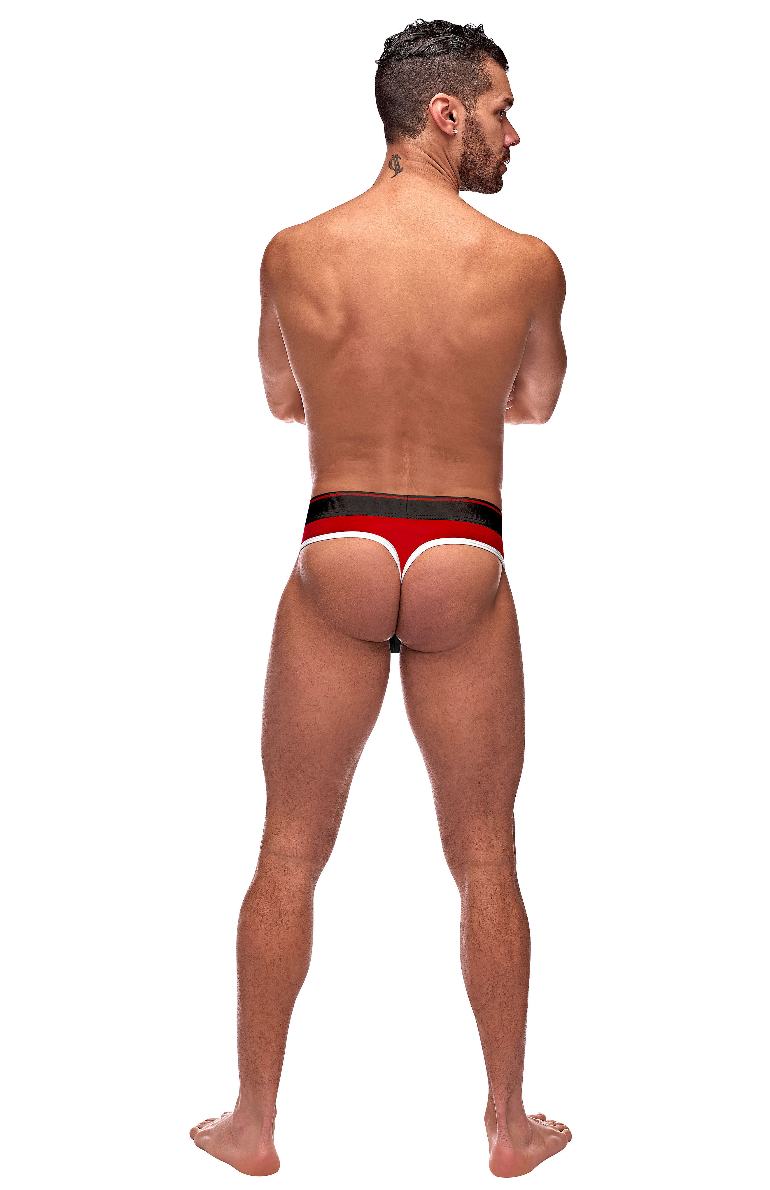 Retro Sport Panel Thong – L/ XL  – Red/ Black