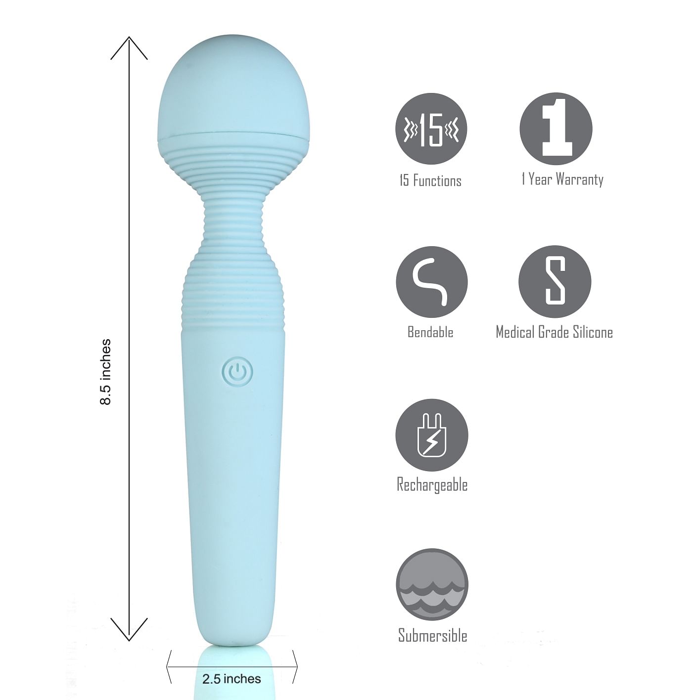 Grace Bendable Vibrating Pleasure Wand – Blue