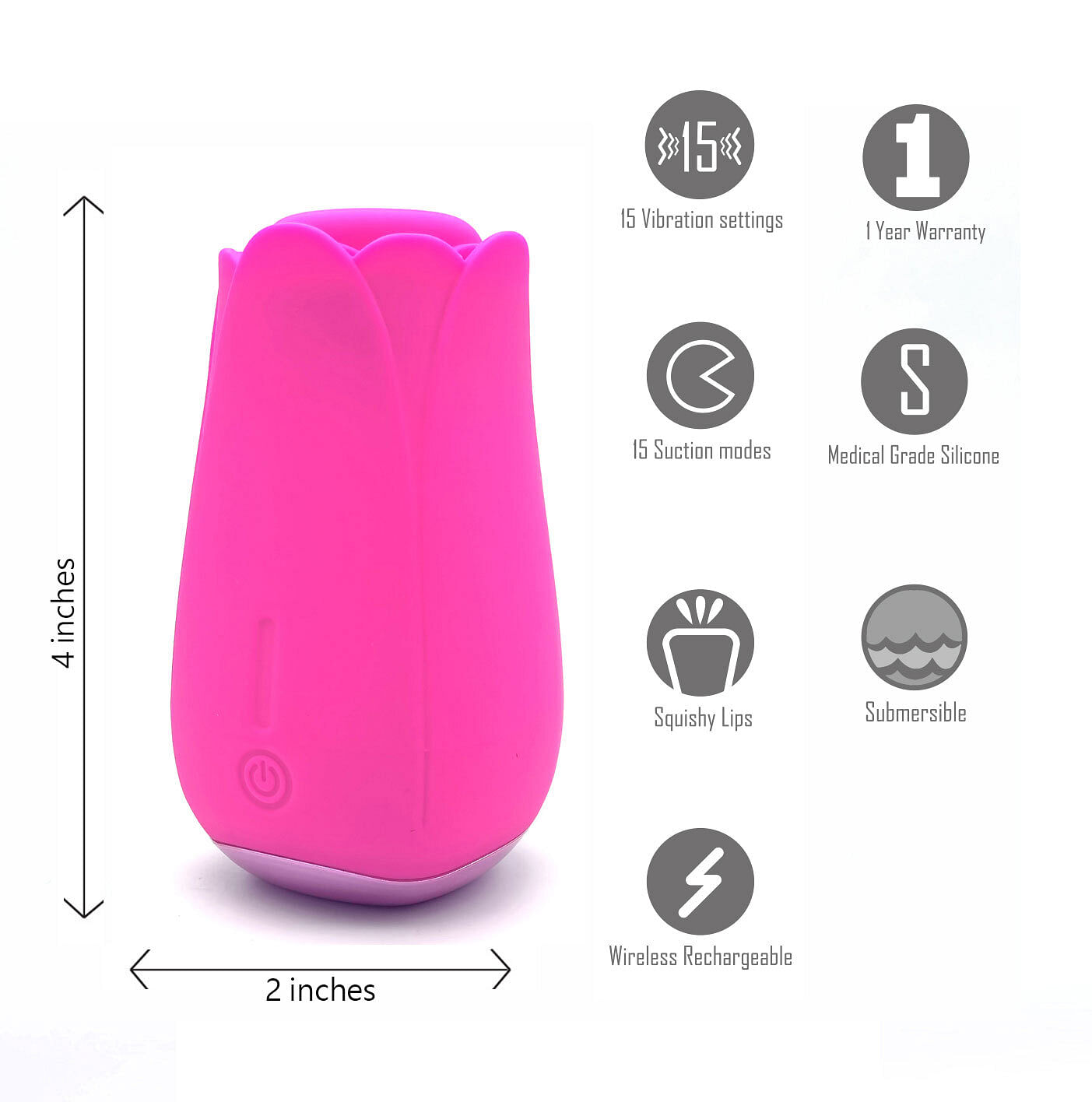 Tulip Pro 15-Function Suction Vibe With Wireless Charging – Pink