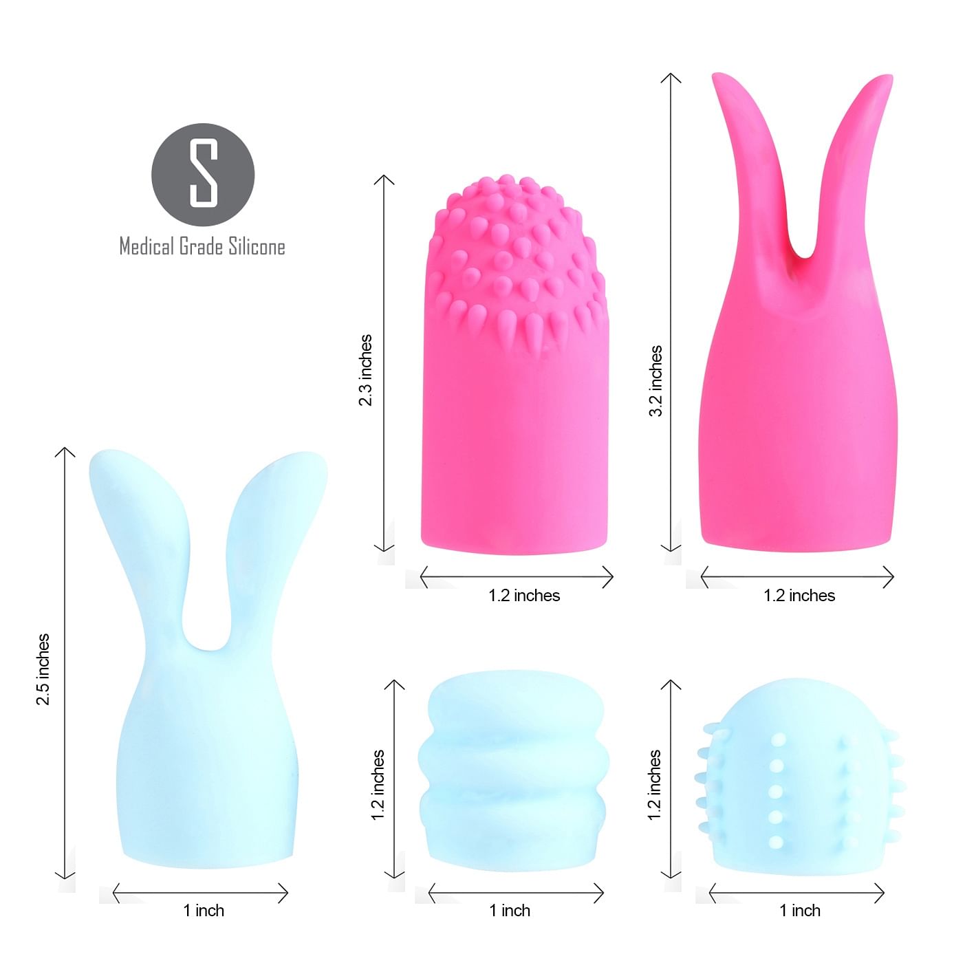 Quinn 5 Piece Silicone Attachments – Pink/blue