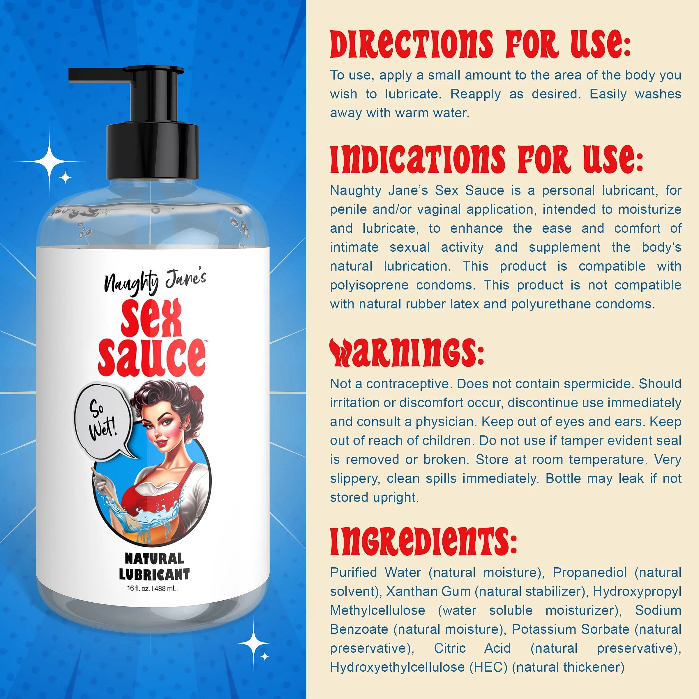 Naughty Jane’s Sex Sauce Natural Lubricant 16oz