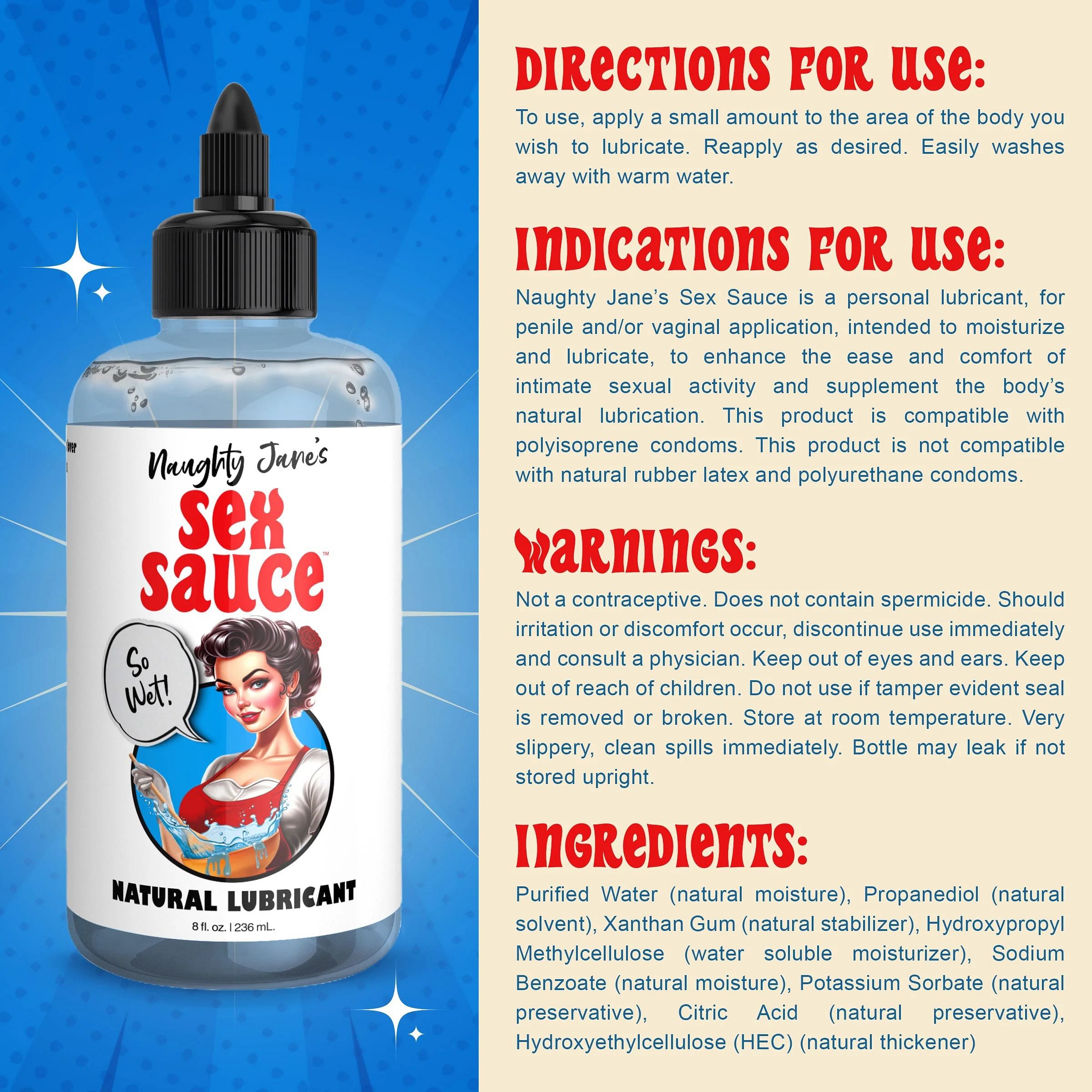 Naughty Jane’s Sex Sauce Natural Lubricant 8oz