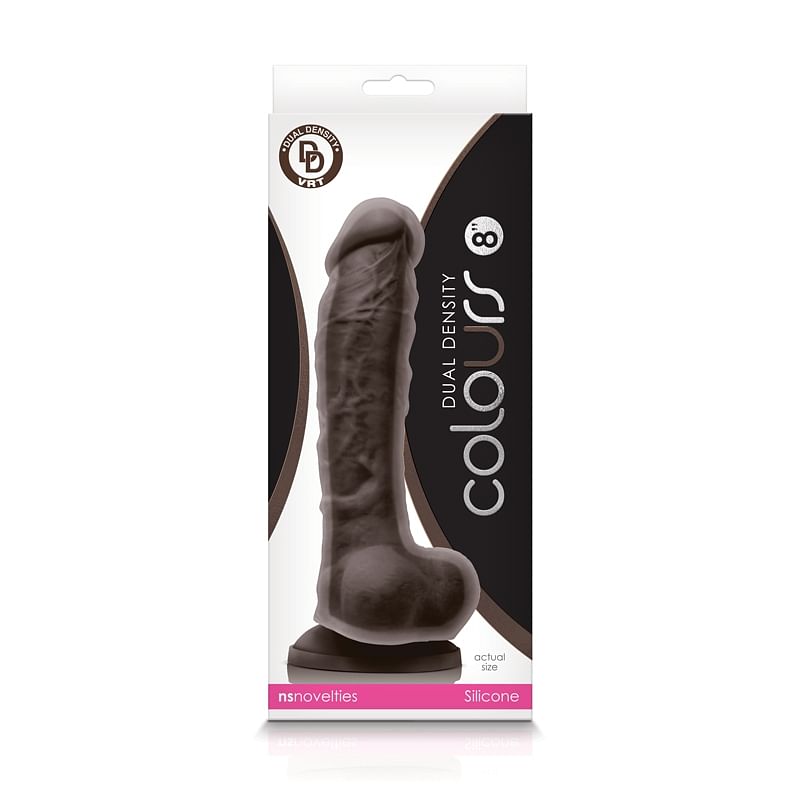 Colours – Dual Density – 8 Inch Dildo – Dark Brown