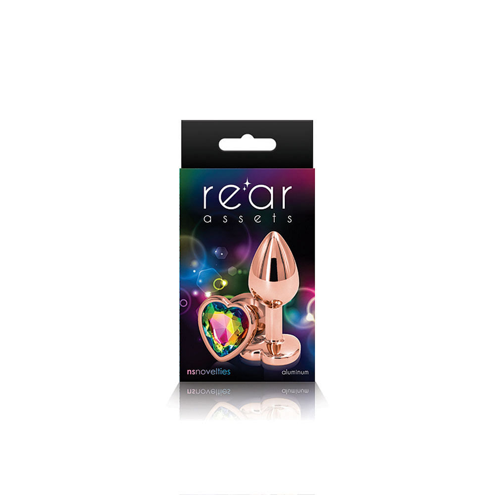 Rear Assets – Rose Gold Heart – Small – Rainbow