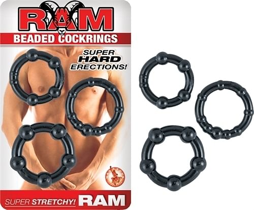 Ram Beaded Cockrings – Black