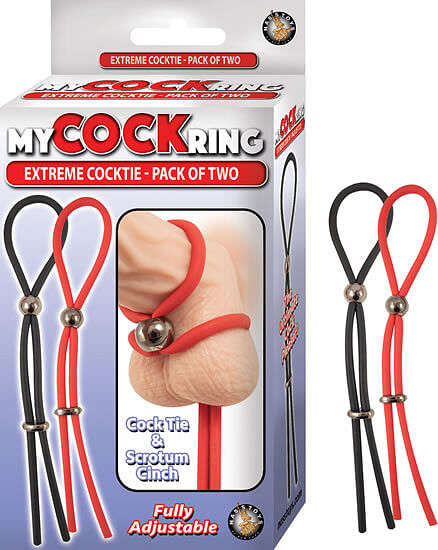 My Cockring Extreme Cocktie-Pack of Two – Black/ Red