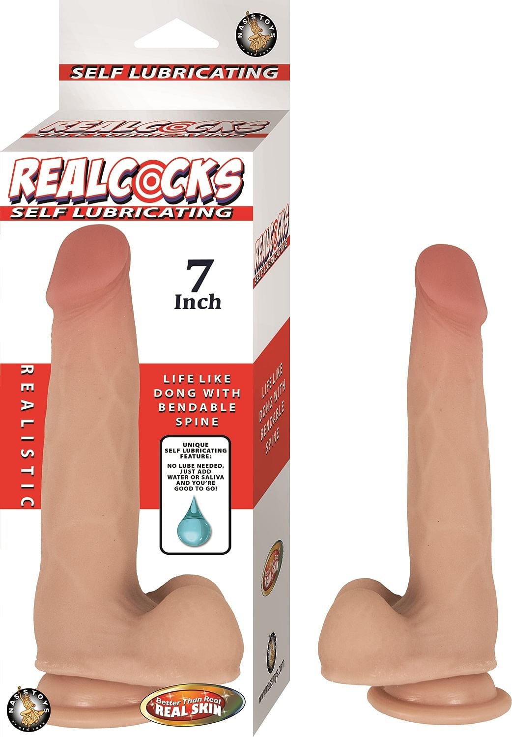 Realcocks Self Lubricating Dong – 7 Inch – Flesh