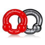 Ultraballs 2-Piece Cockring Set – Steel & Red