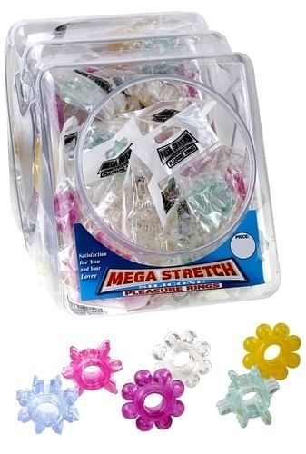 Mega Stretch Silicone Pleasure Rings – 72 Piece Fishbowl