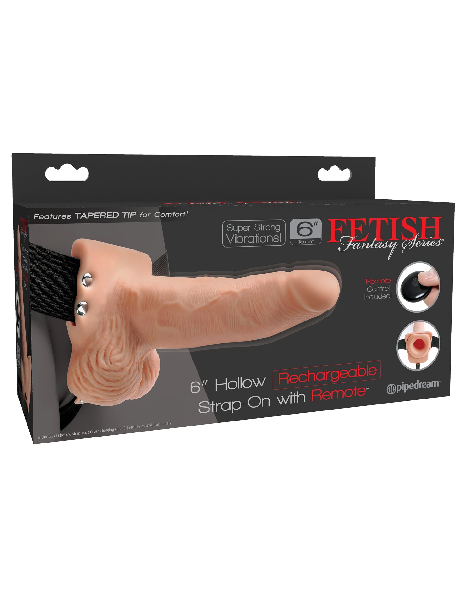 Fetish Fantasy Series 6 Inch Hollow Rechargeable Strap-on With Remote – Flesh