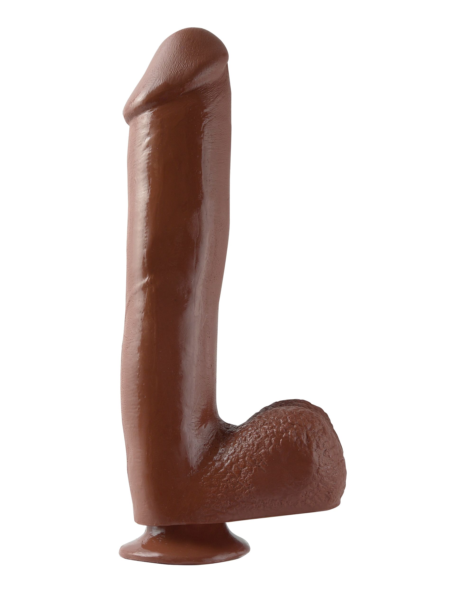 Basix Rubber Works – 10 Inch Dong With Suction – Brown