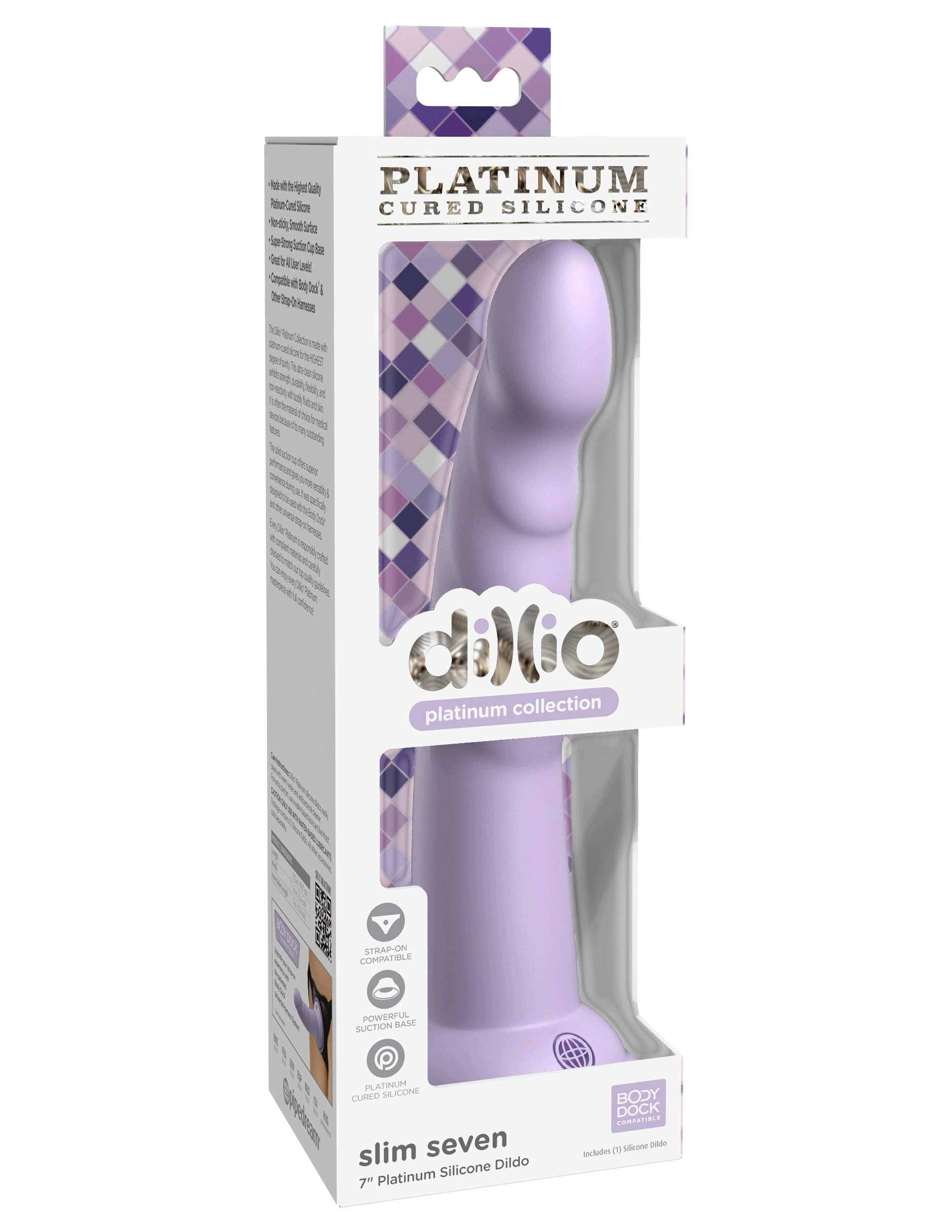 Dillio Platinum – Slim Seven 7 Inch Dildo – Purple