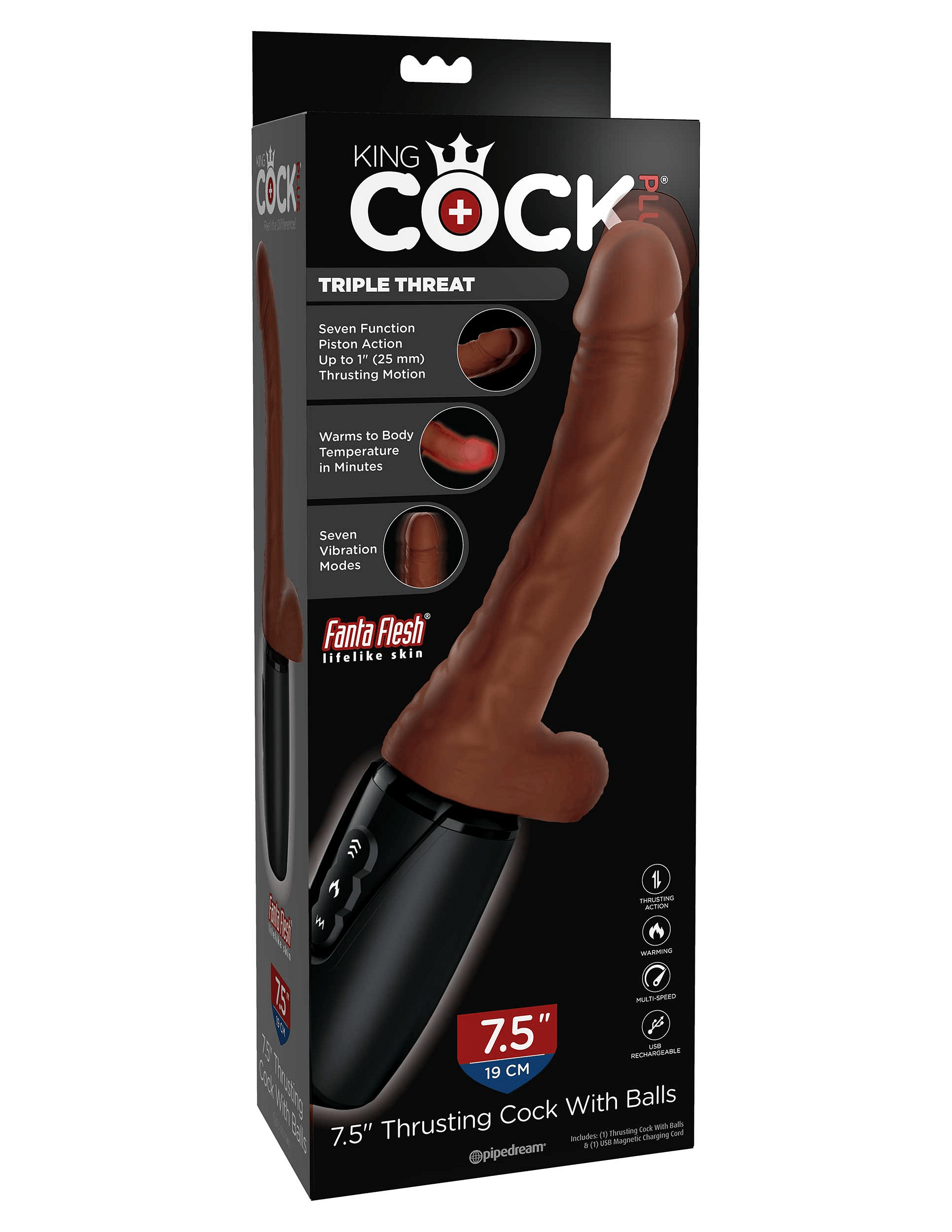 7.5 Inch Thrusting Cock With Balls – Brown