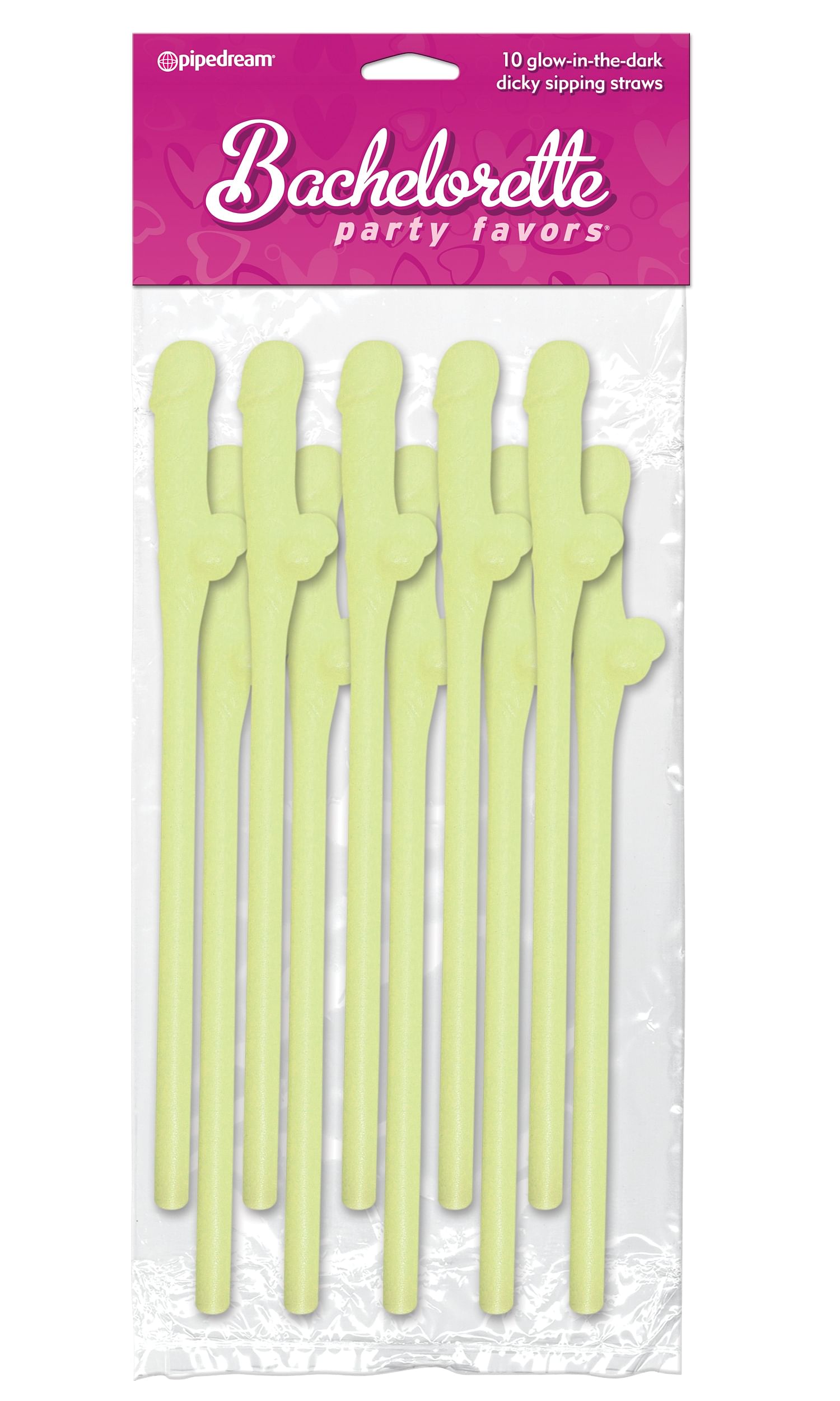 Bachelorette Party Favors – Dicky Sipping Straws – Glow-in-the-Dark – 10 Piece