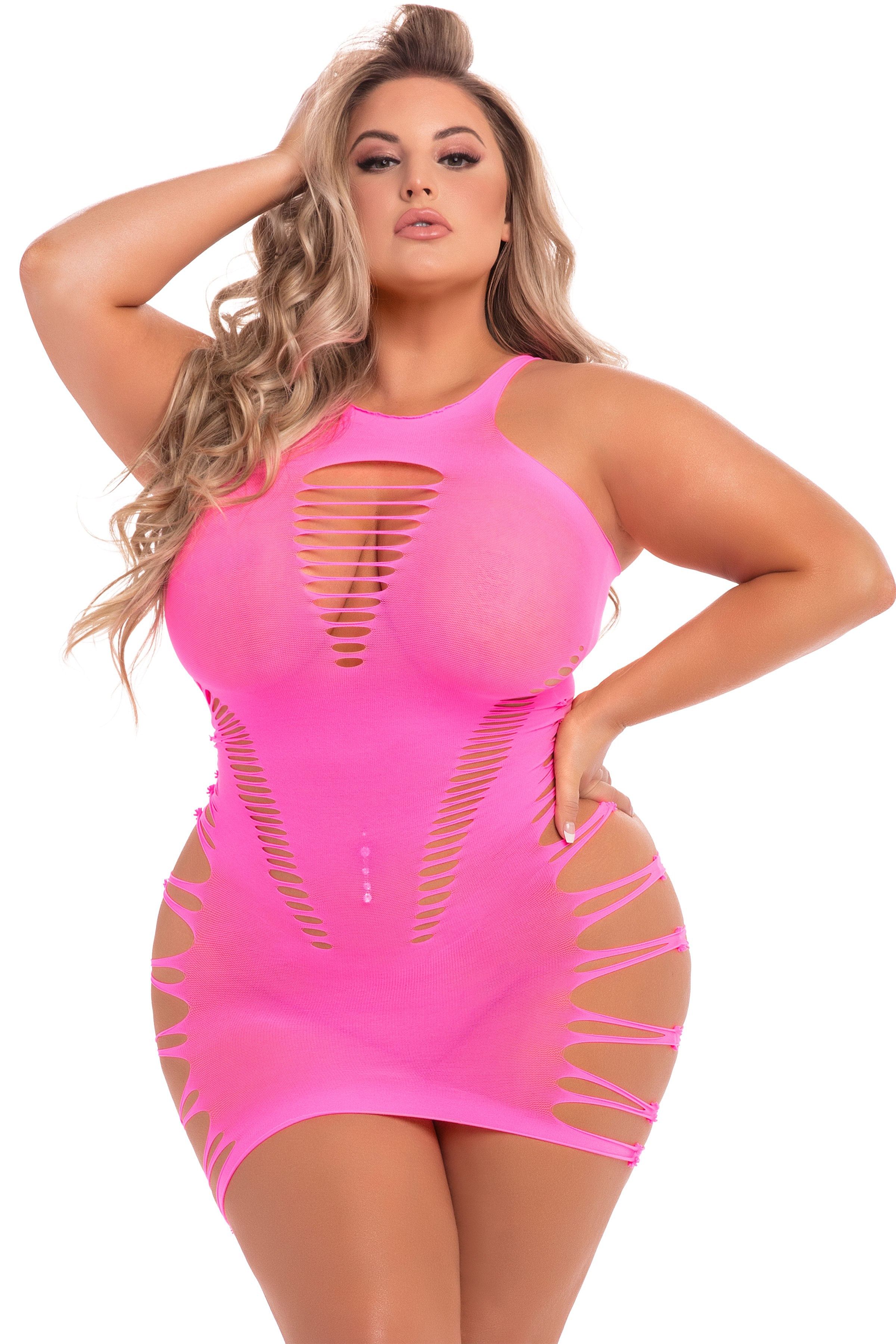 Back 2 Basixxx Hi-Neck Dress – Queen Size – Pink