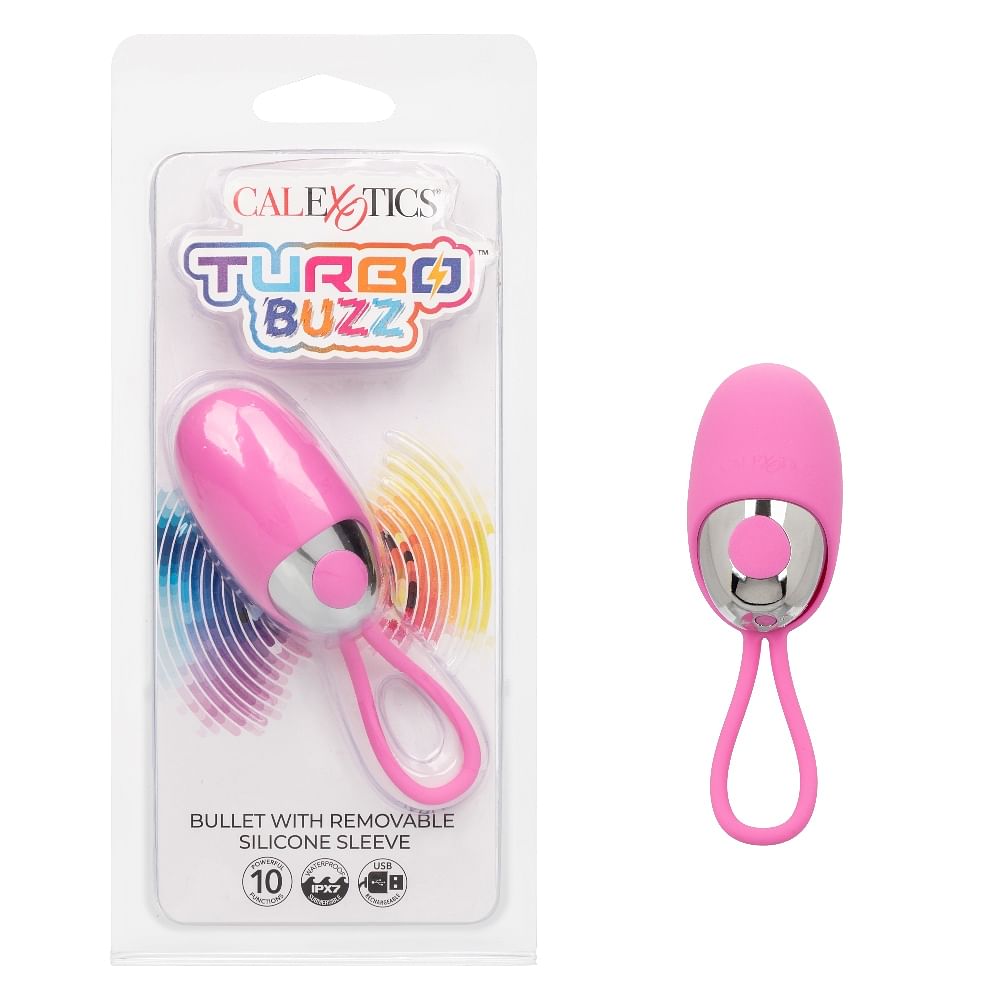 Turbo Buzz Bullet With Removable Silicone Sleeve – Pink