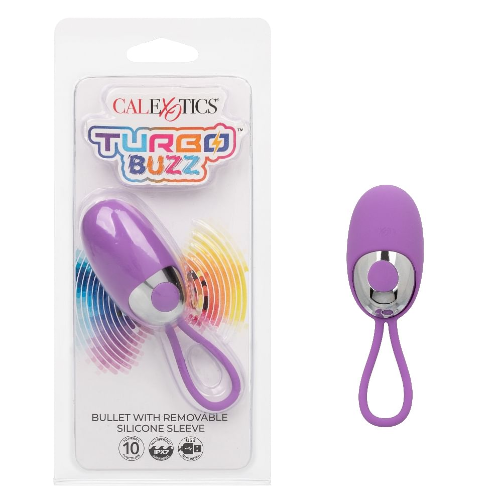 Turbo Buzz Bullet With Removable Silicone Sleeve – Purple