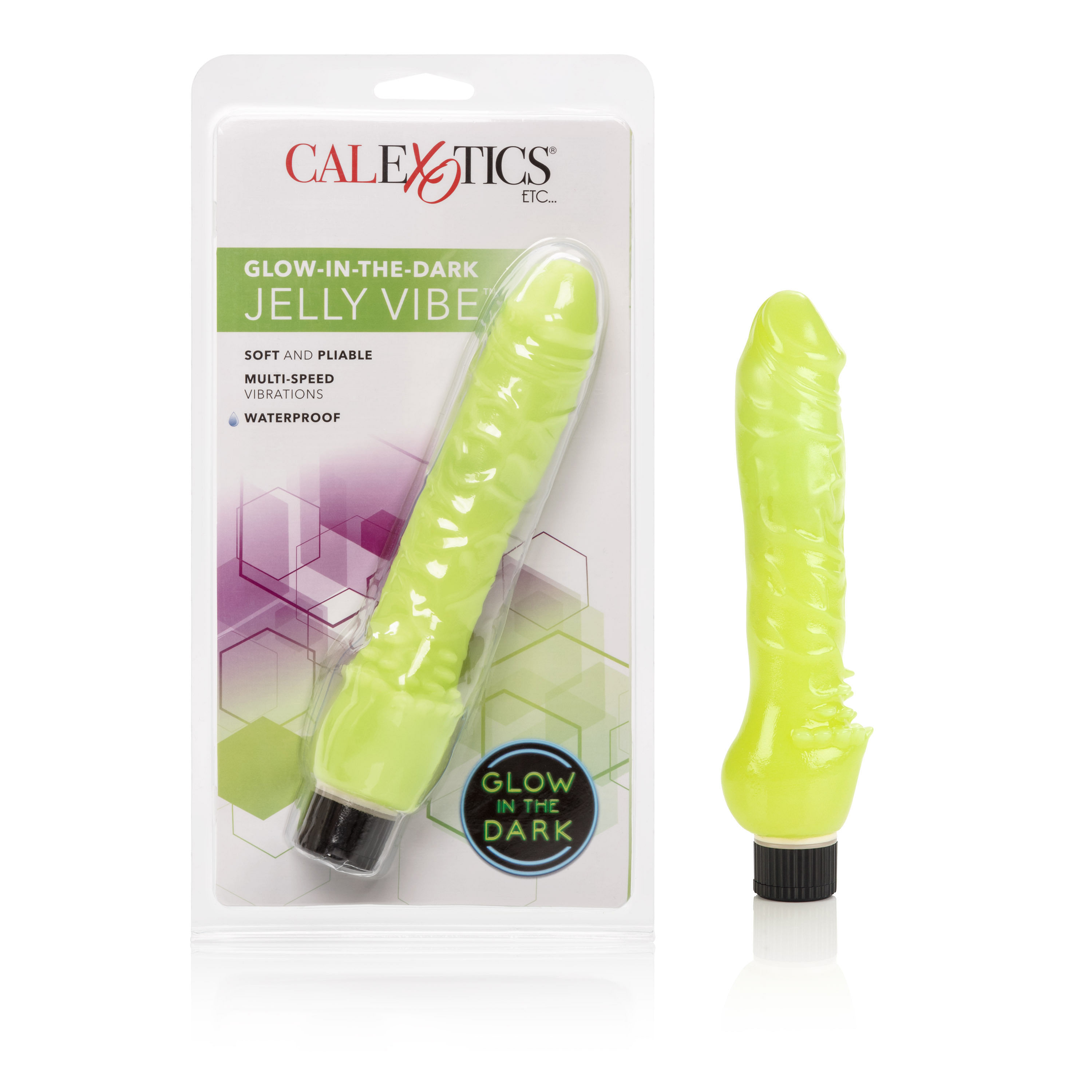 Glow-in-the-Dark Jelly Penis Vibe 7 Inches – Green