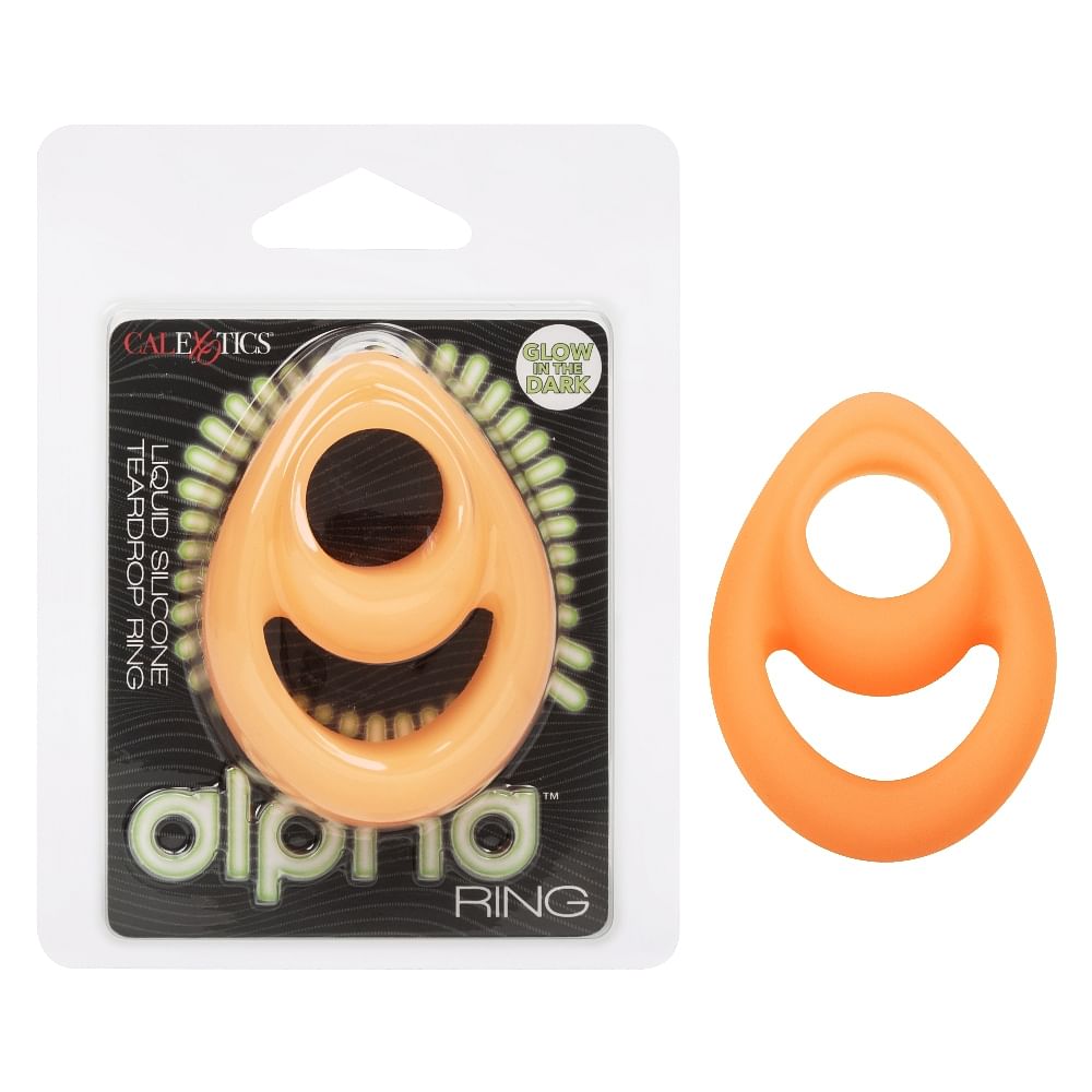 Alpha Glow-in-the-Dark Liquid Silicone Teardrop  Ring – Orange