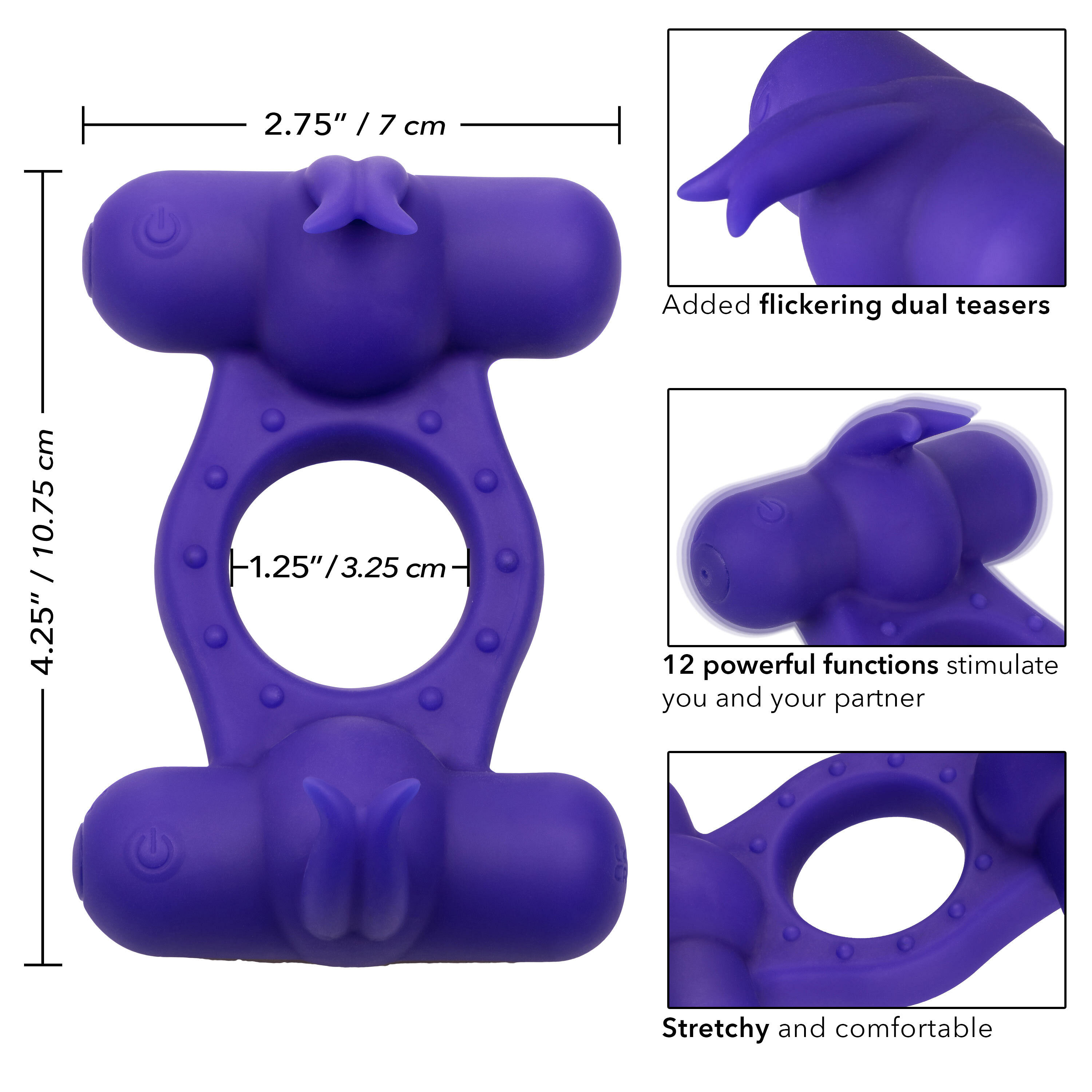 Silicone Rechargeable Triple Orgasm Enhancer –  Purple