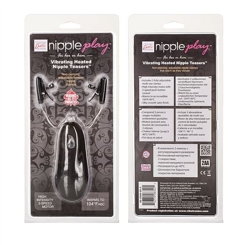 Vibrating Heated Nipple Teasers – Black