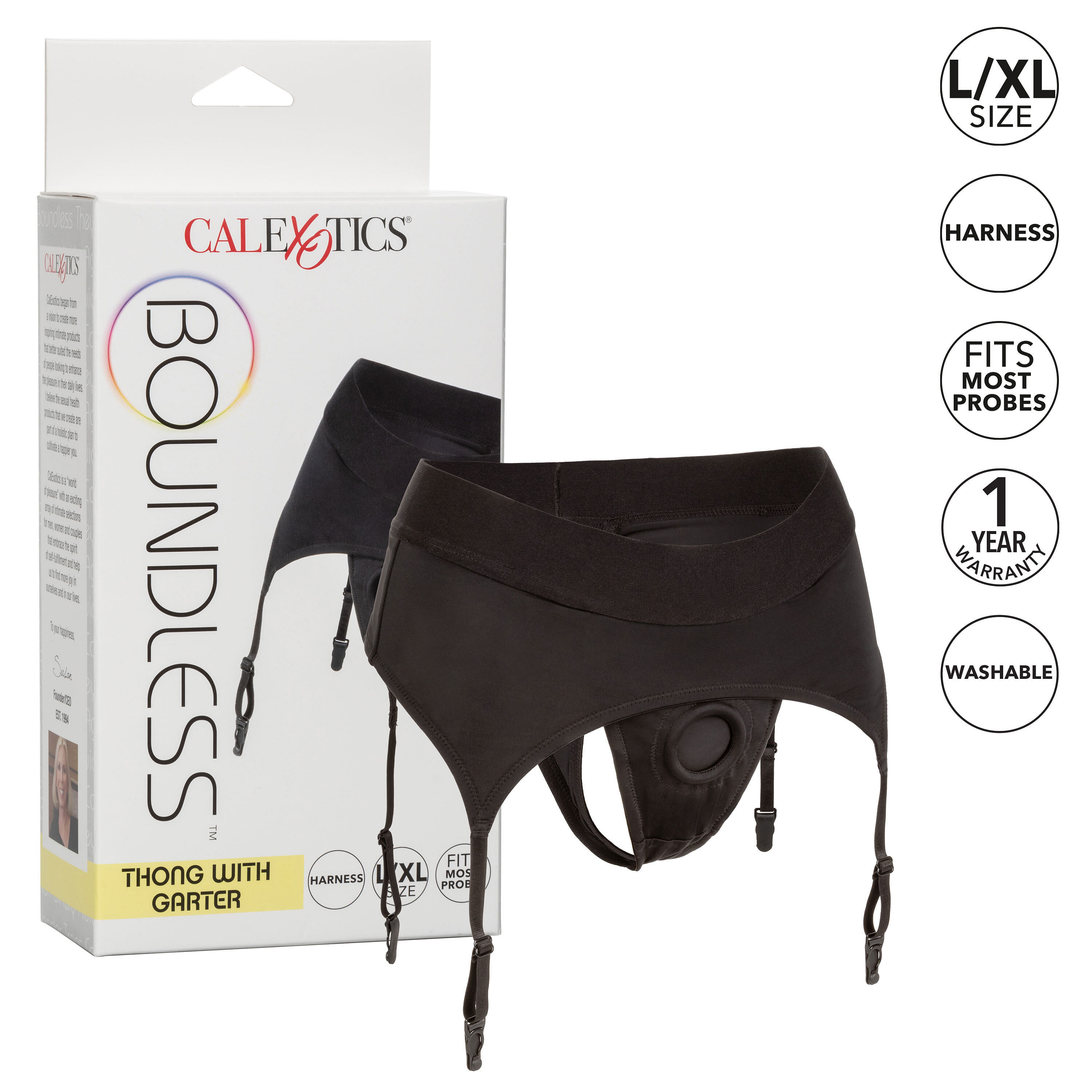 Boundless Thong With Garter – L/xl – Black